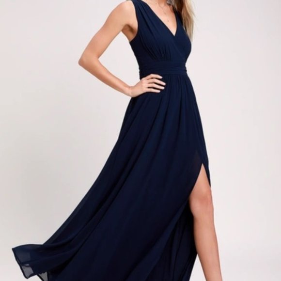 Navy Blue Maxi Dress/ Bridesmaid Dress - Picture 2 of 4